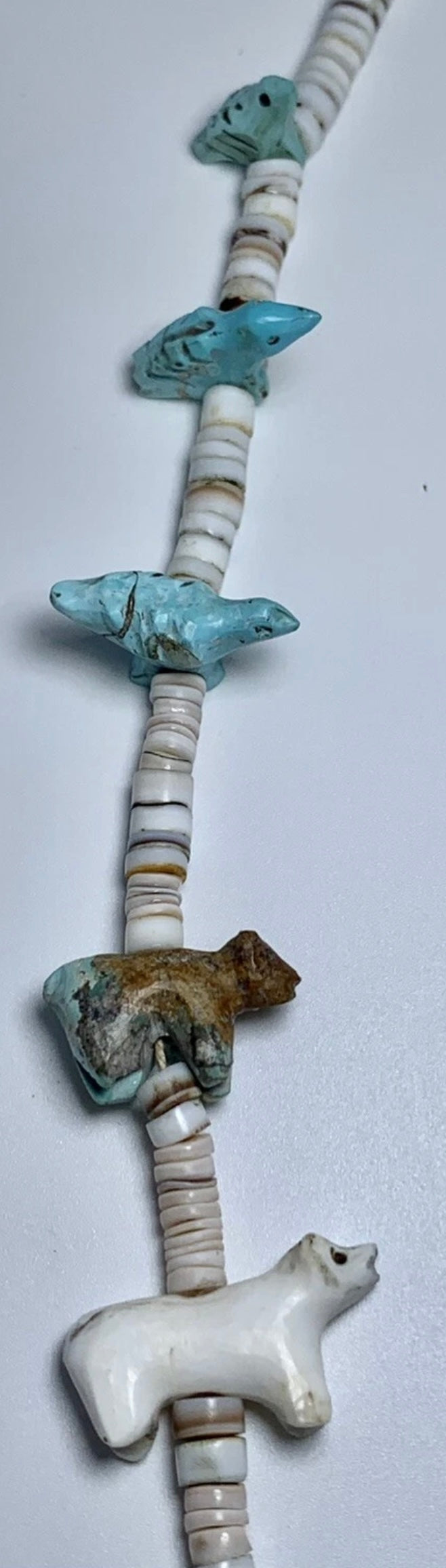 1940s Native Zuni Carved Multi Stone Bird Fetish Necklace By Leekya Deyuse (d.)