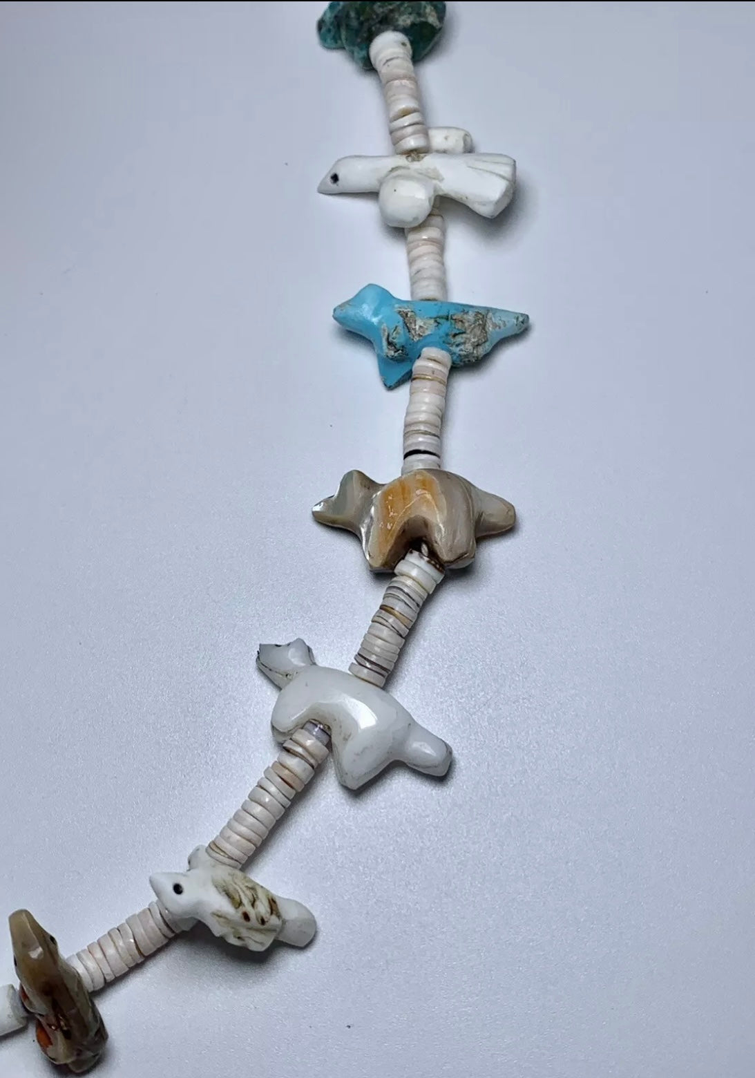 1940s Native Zuni Carved Multi Stone Bird Fetish Necklace By Leekya Deyuse (d.)