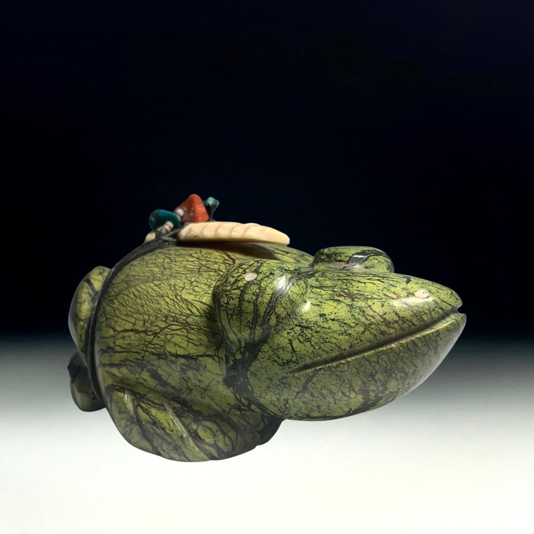 Huge 5.5” Native Zuni Carved Serpentine Frog Fetish By Anderson Weahkee (d.)