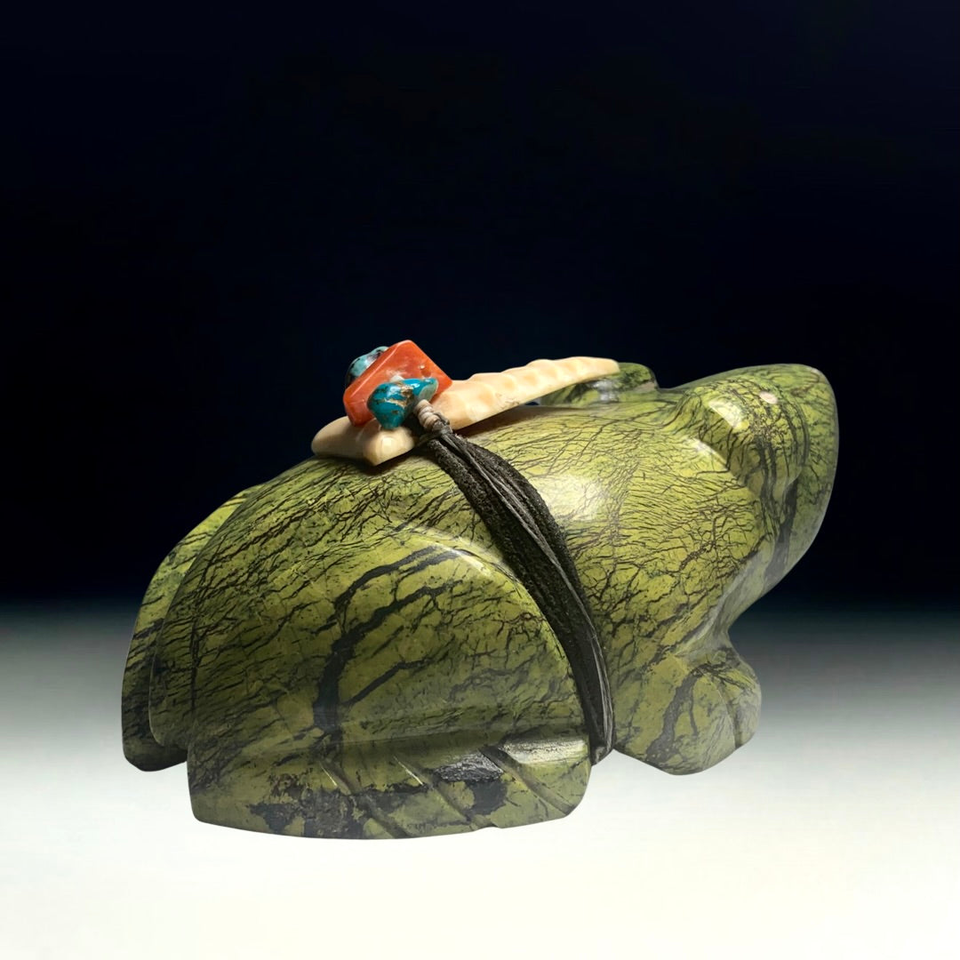 Huge 5.5” Native Zuni Carved Serpentine Frog Fetish By Anderson Weahkee (d.)