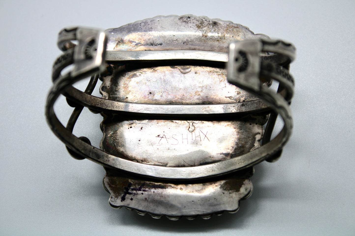 Finest Large Native Zuni Sterling Silver Inlay Knifewing Cuff/Bracelet By Dan Simplicio & Unknown Zuni Inlay