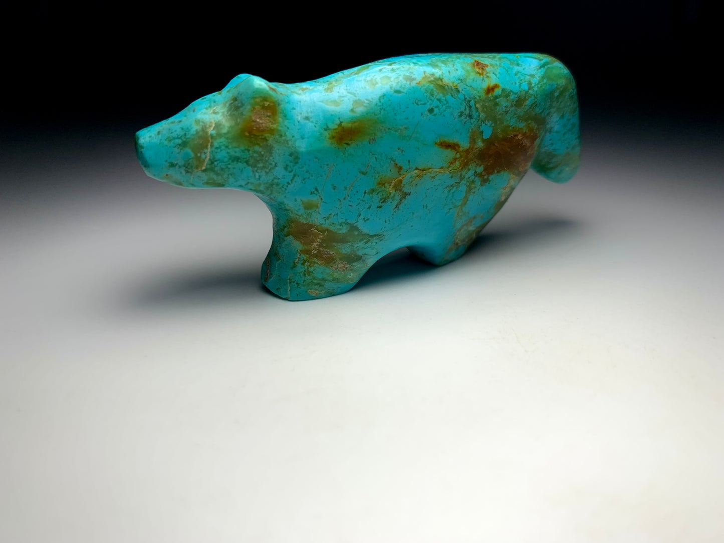 1970s Native Zuni Carved Turquoise Wolf Fetish By Saul Yuselew (d.)