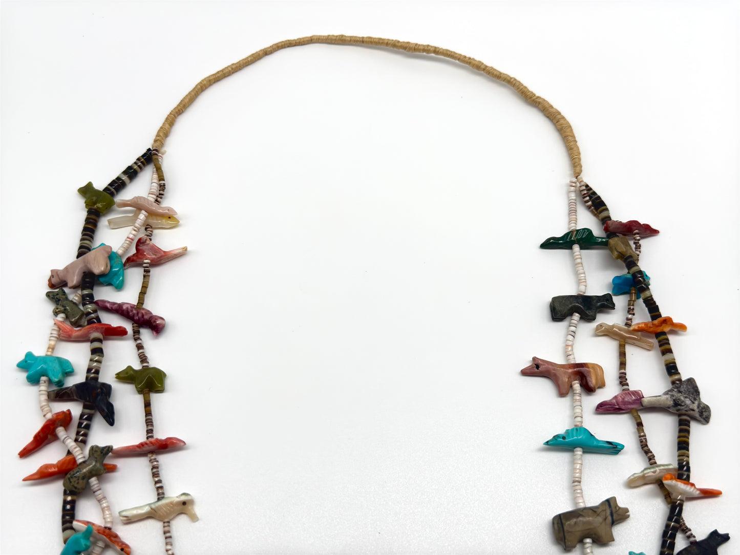 1970s Native Zuni Carved Multistone Fetish Necklace By Albenita (d.) & Brian Yunie