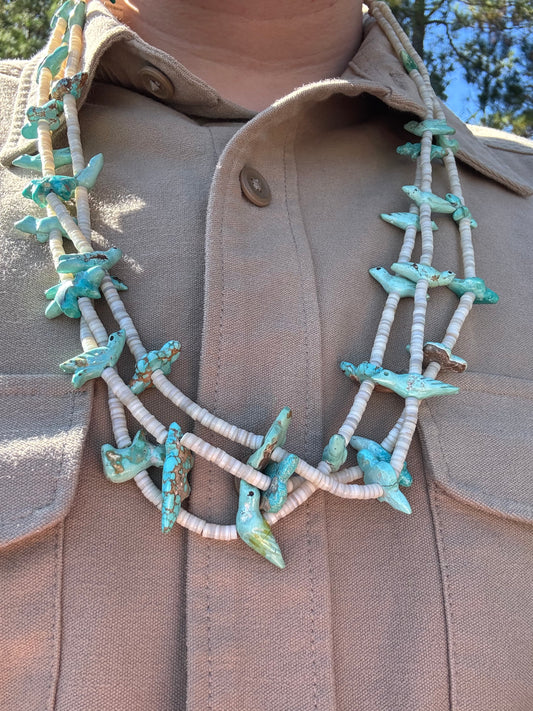 1940s Native Zuni Carved Multi Stone Fetish Necklace By Leekya Deyuse (d.) & David Tsikewa (d.)