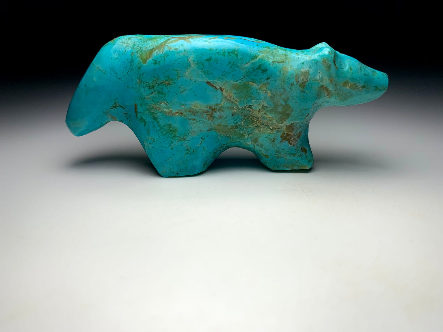 1970s Native Zuni Carved Turquoise Wolf Fetish By Saul Yuselew (d.)