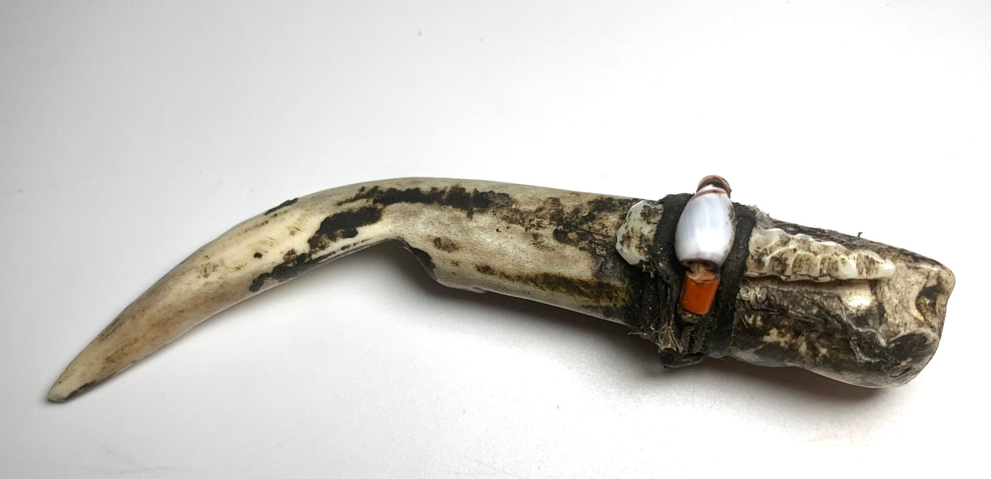 Mid Century Native Zuni Carved Deer Antler Wolf Fetish By Teddy Weahkee (d.)