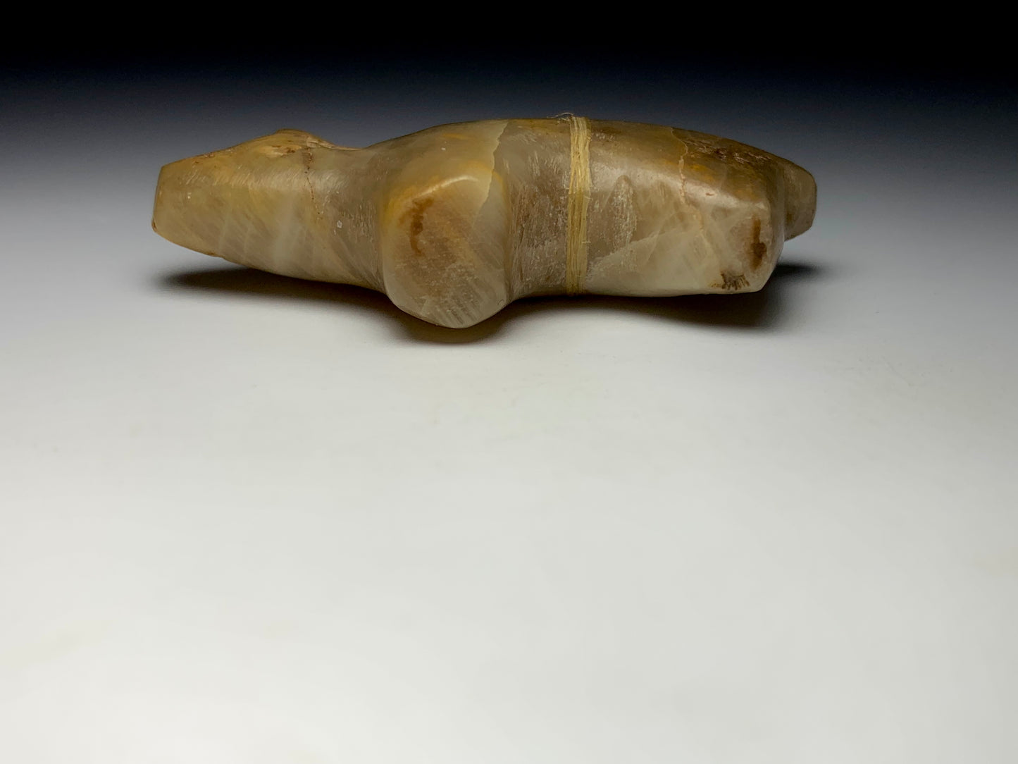 Mid Century Native Zuni Carved Honey Travertine Bear Fetish By Leo Poblano (d.)