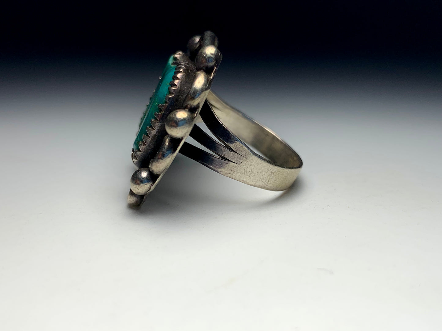 Finest Native Zuni Sterling Silver Turquoise Bear Fetish Ring By Leekya Deyuse (d.)