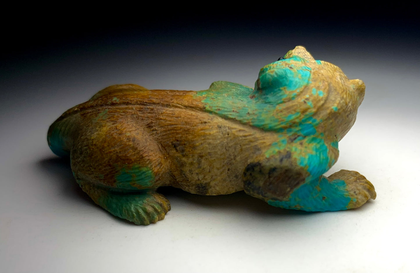 Native Zuni Carved Turquoise Badger Fetish By Travis Lasiloo (d.)