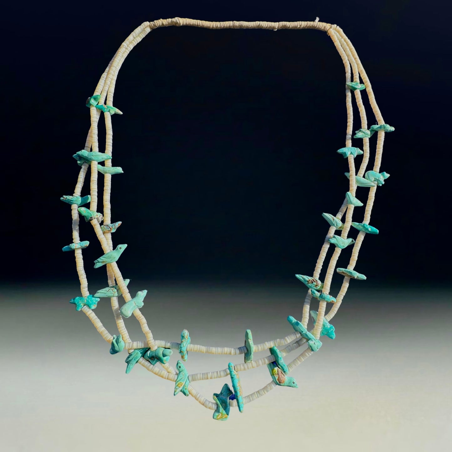 1940s Native Zuni Carved Multi Stone Fetish Necklace By Leekya Deyuse (d.) & David Tsikewa (d.)