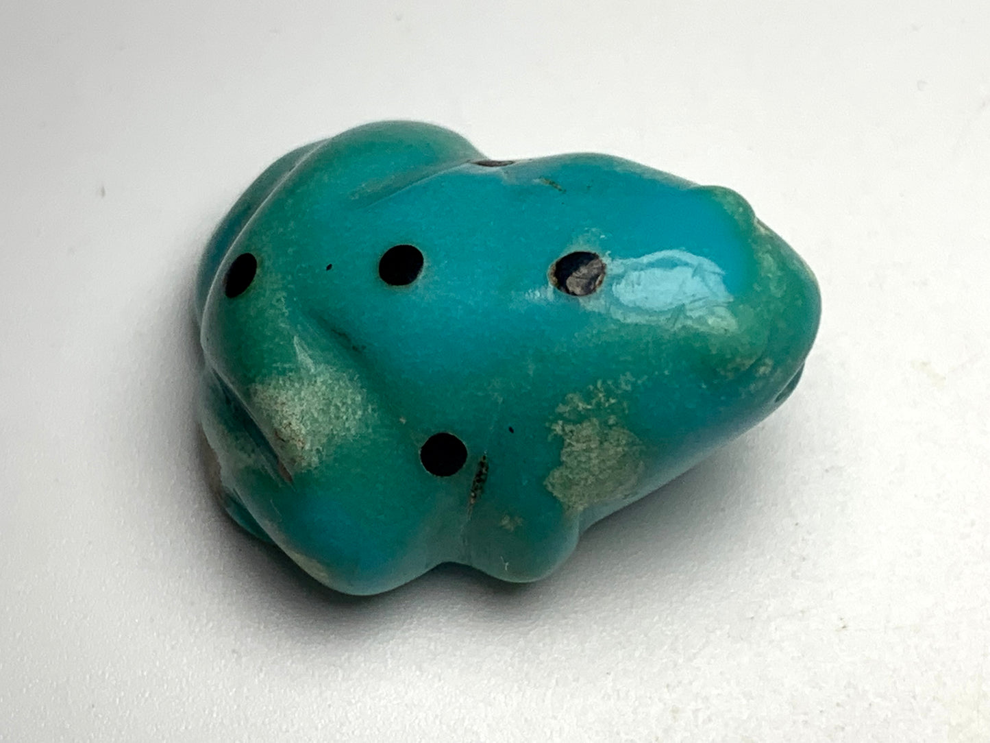 Mid Century Native Zuni Carved Turquoise Frog Fetish By Leo Poblano (d.)