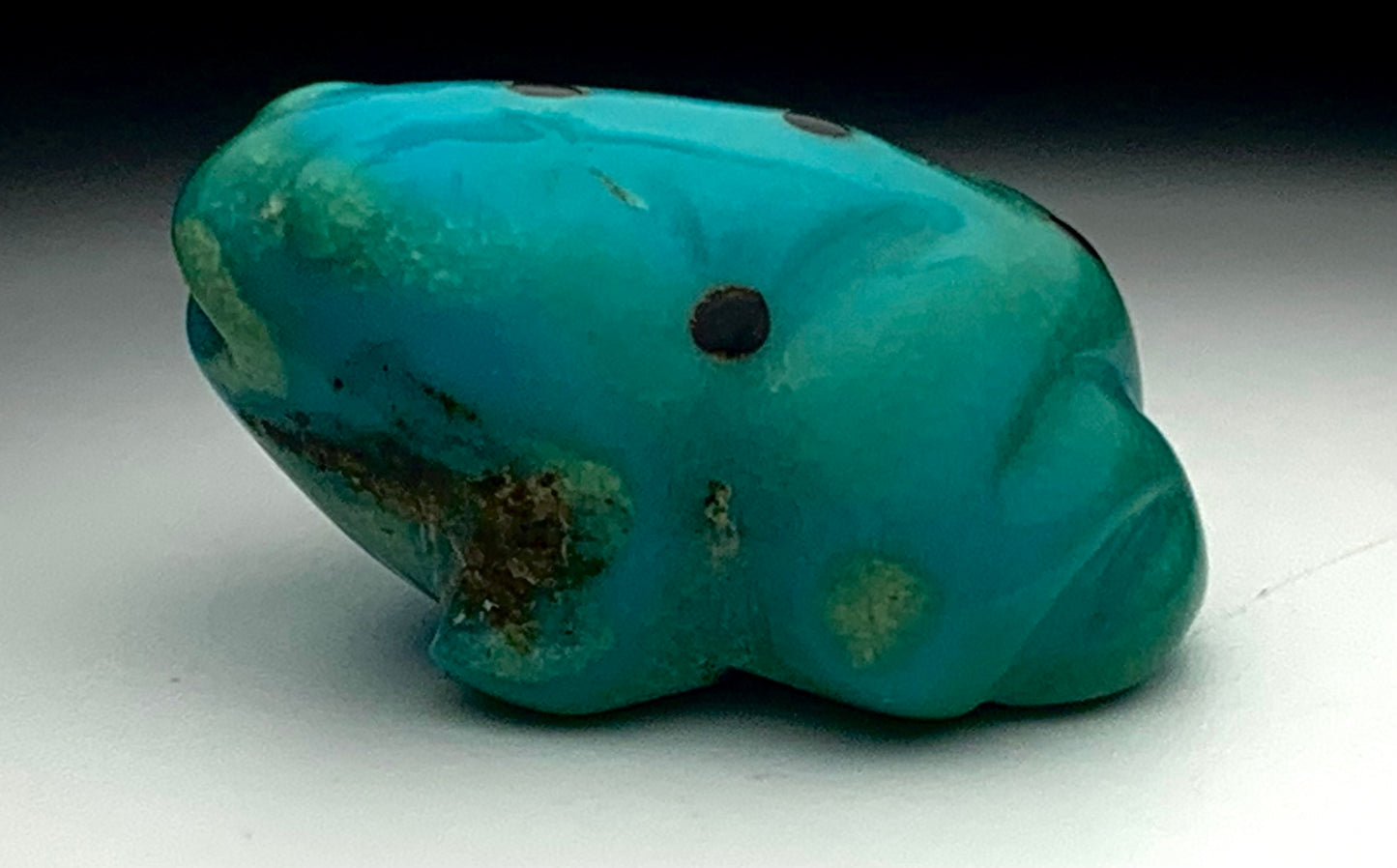 Mid Century Native Zuni Carved Turquoise Frog Fetish By Leo Poblano (d.)