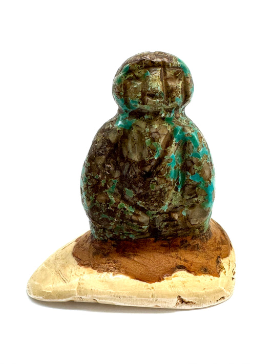 Mid Century Native Zuni Carved Turquoise Maiden Fetish By Teddy Weahkee (d.)