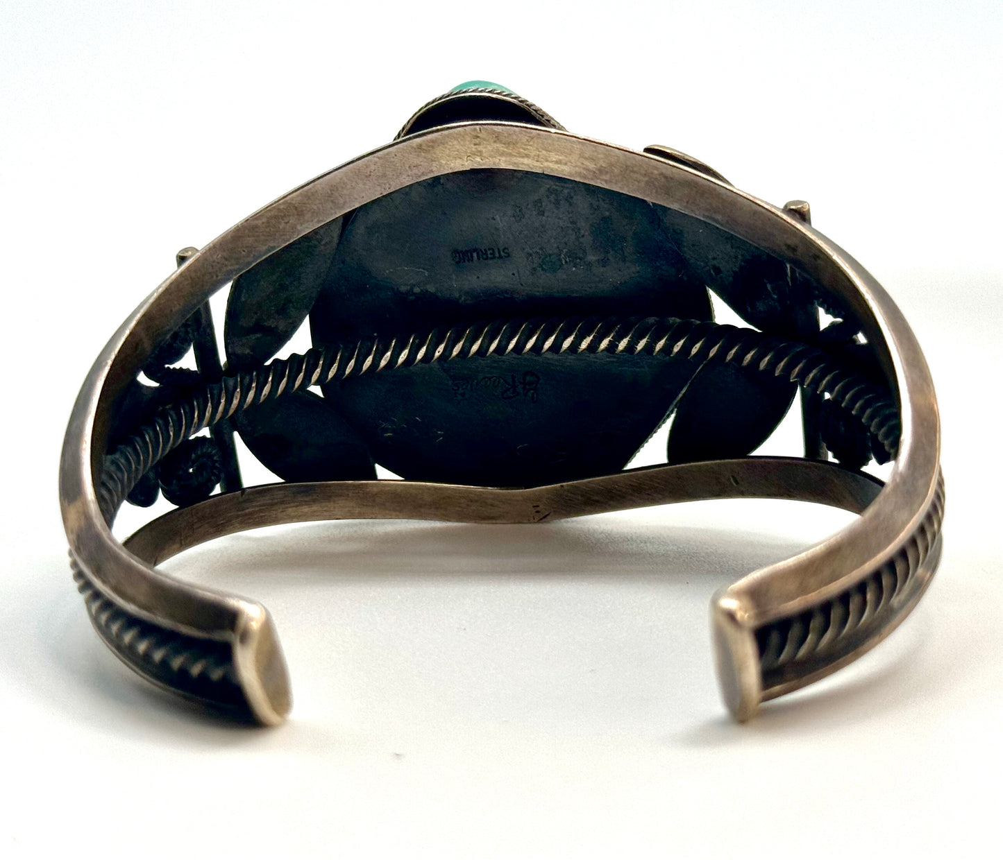 1970s Native Zuni Carved Turquoise Frog Fetish Cuff/Bracelet By Pete (d.) & Dinah Gasper (d.)