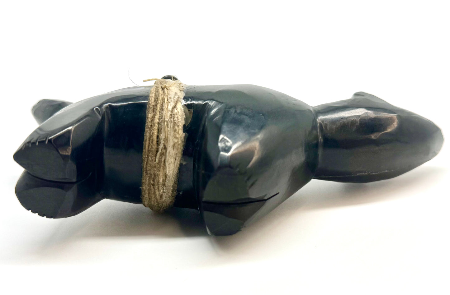 Large Mid Century Native Zuni Carved Jet Bear Fetish By Teddy Weahkee (d.)