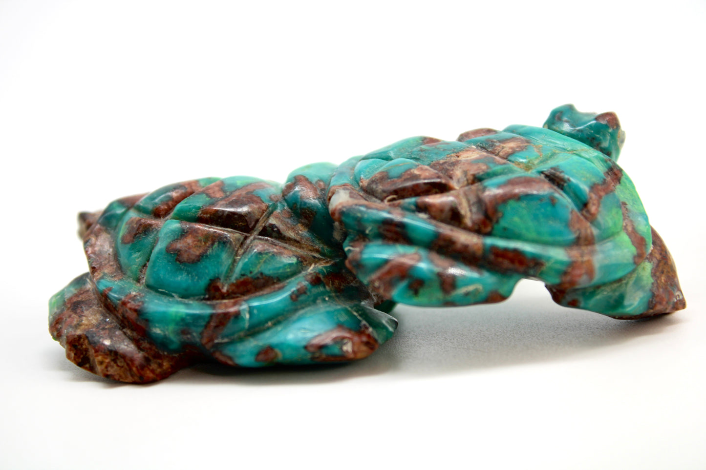 Finest Native Zuni Carved Royston Turquoise Turtle Pair Fetish Signed By Ron Laahty (d.)