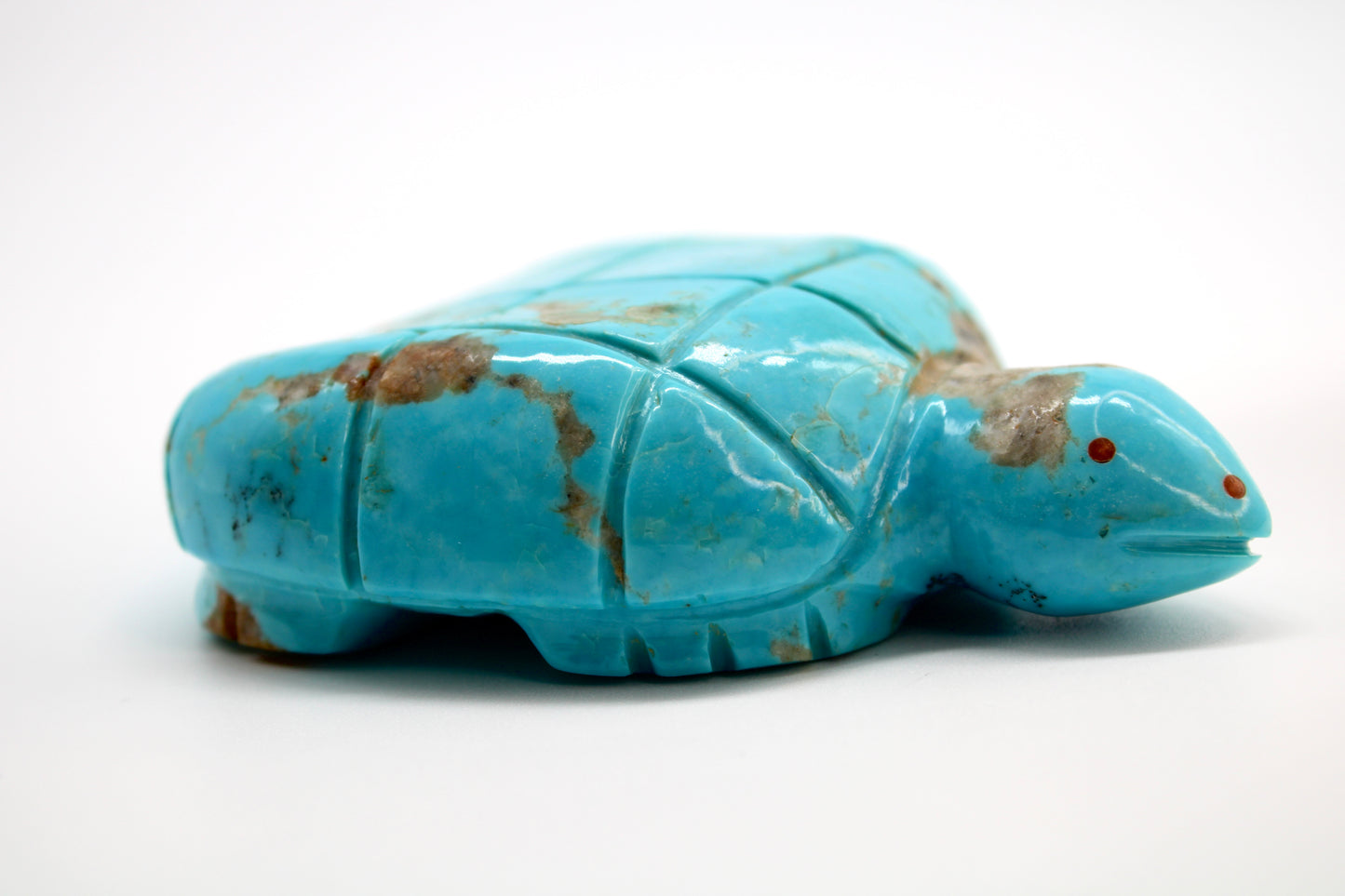 1970s Native Zuni Carved Cripple Creek Turquoise Turtle Fetish Pete & Dinah Gasper