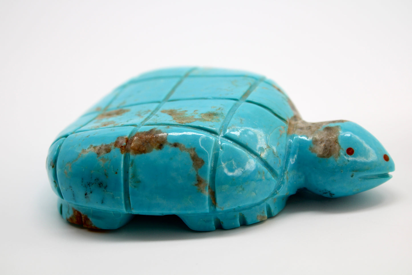 1970s Native Zuni Carved Cripple Creek Turquoise Turtle Fetish Pete & Dinah Gasper