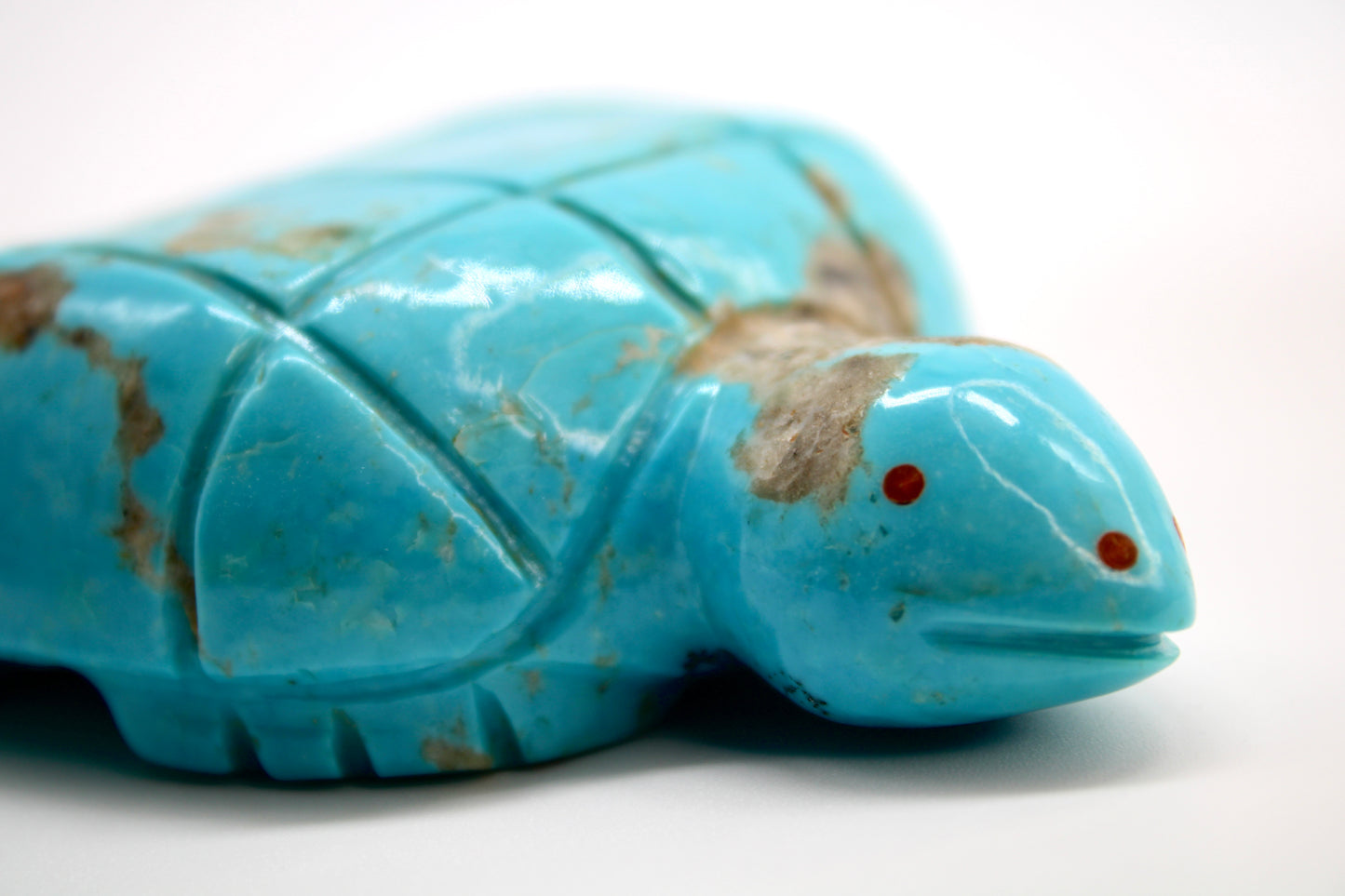 1970s Native Zuni Carved Cripple Creek Turquoise Turtle Fetish Pete & Dinah Gasper