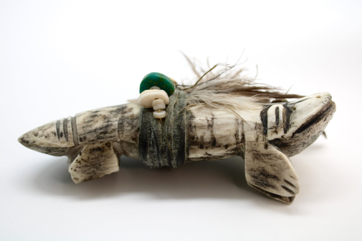 Finest Mid Century Native Zuni Carved Deer Antler By Teddy Weahkee (d.)