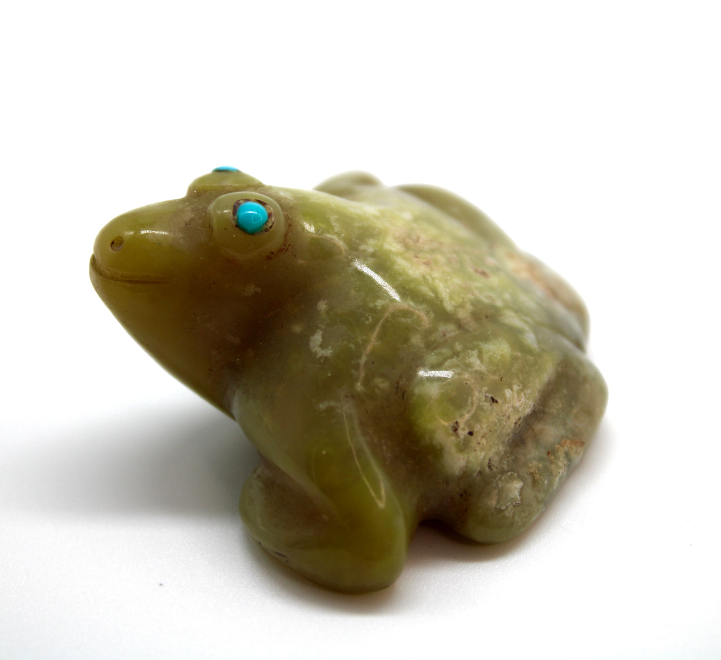 Finest Mid Century Native Zuni Carved Serpentine Frog Fetish By Leekya Deyuse (d.)