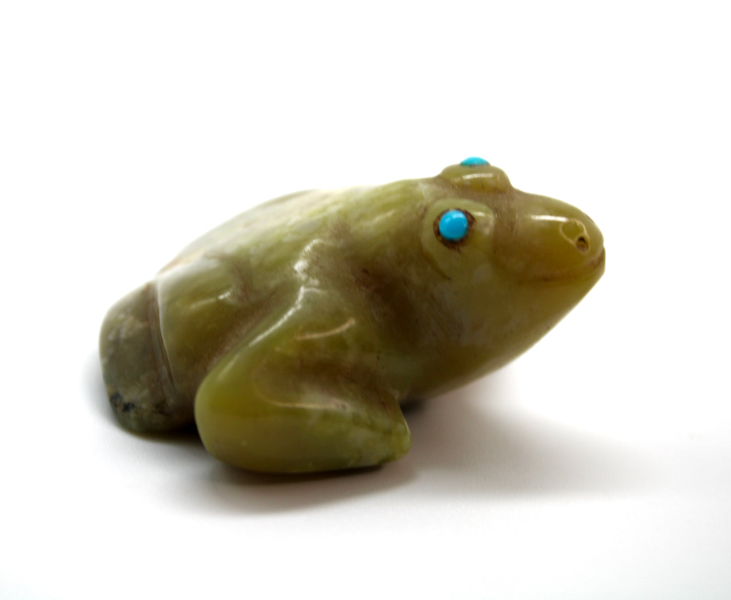 Finest Mid Century Native Zuni Carved Serpentine Frog Fetish By Leekya Deyuse (d.)