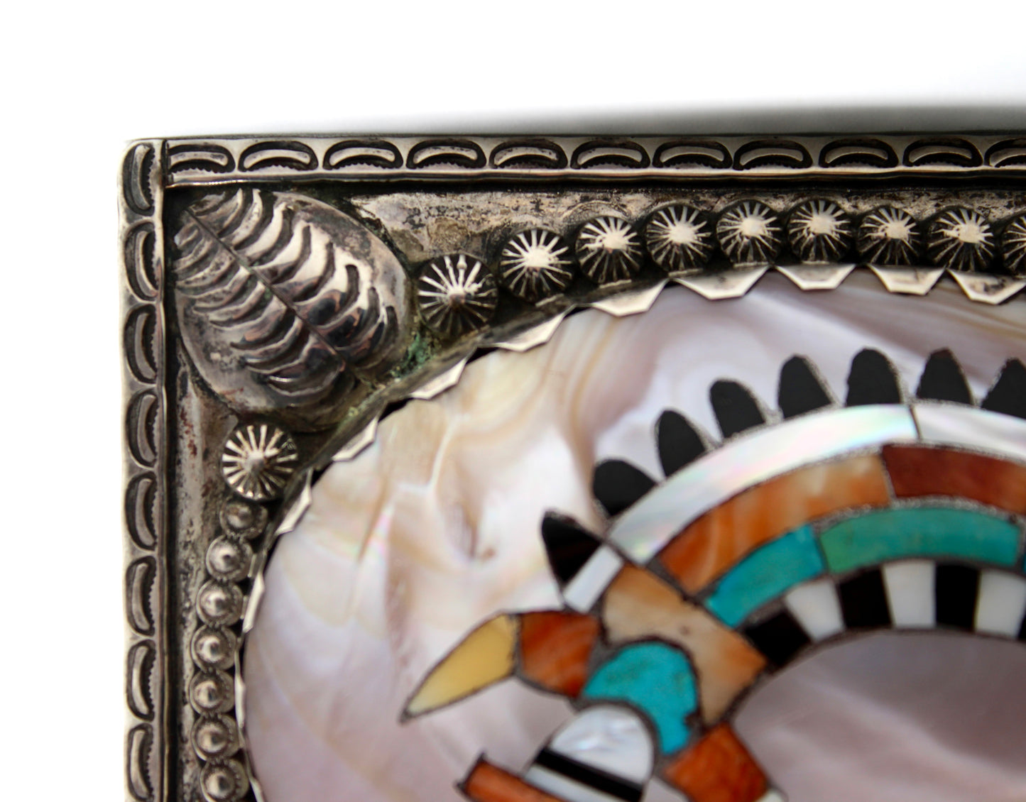 Museum Quality Native Zuni Shell & Multistone Inlay Rainbowman Buckle By Robert Leekya