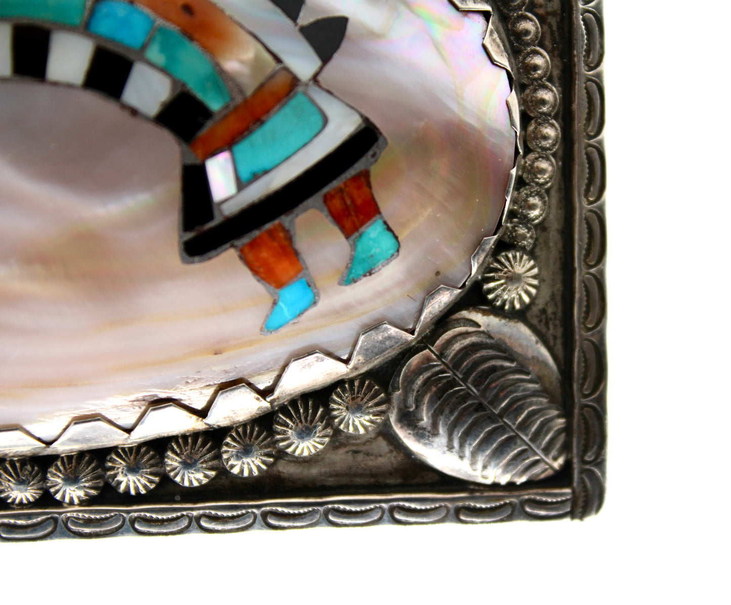 Museum Quality Native Zuni Shell & Multistone Inlay Rainbowman Buckle By Robert Leekya