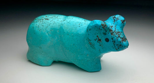 Mid Century Native Zuni Carved Turquoise Ram Fetish By David Tsikewa (d.)