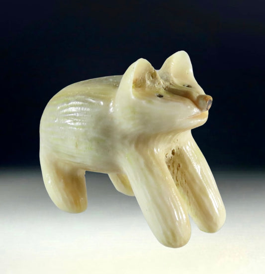 Native Zuni Carved Deer Antler Cat Fetish By Ruben Najera