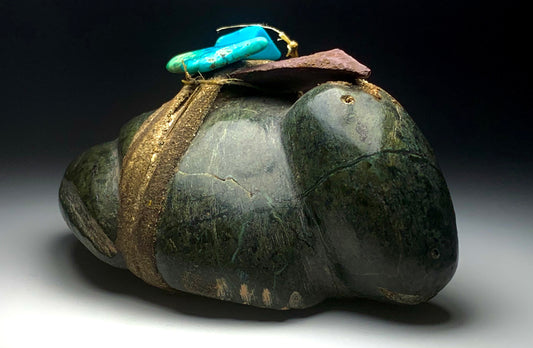 Mid Century Native Zuni Carved Serpentine Frog Fetish By Teddy Weahkee (d.)