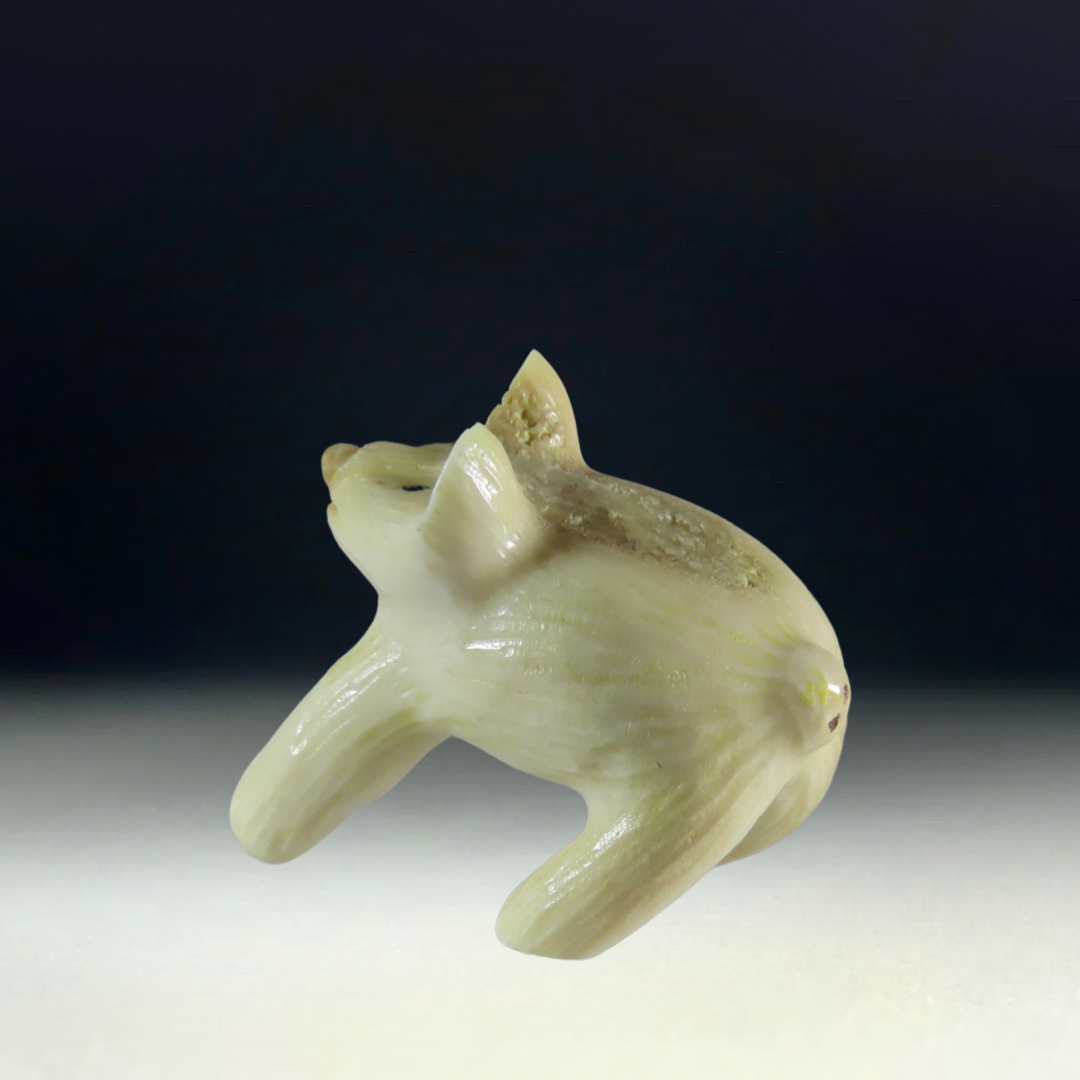 Native Zuni Carved Deer Antler Cat Fetish By Ruben Najera