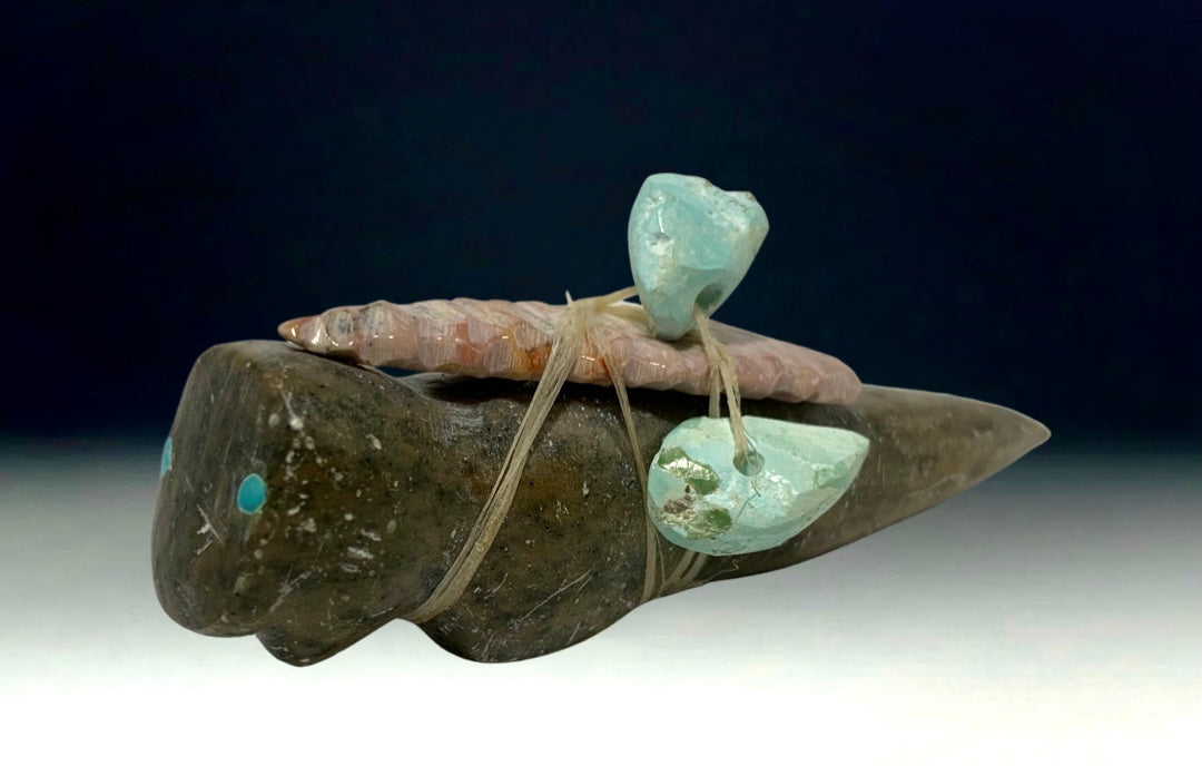 Native Zuni Carved Serpentine Tadpole Fetish By Lorandina Sheche (d.)