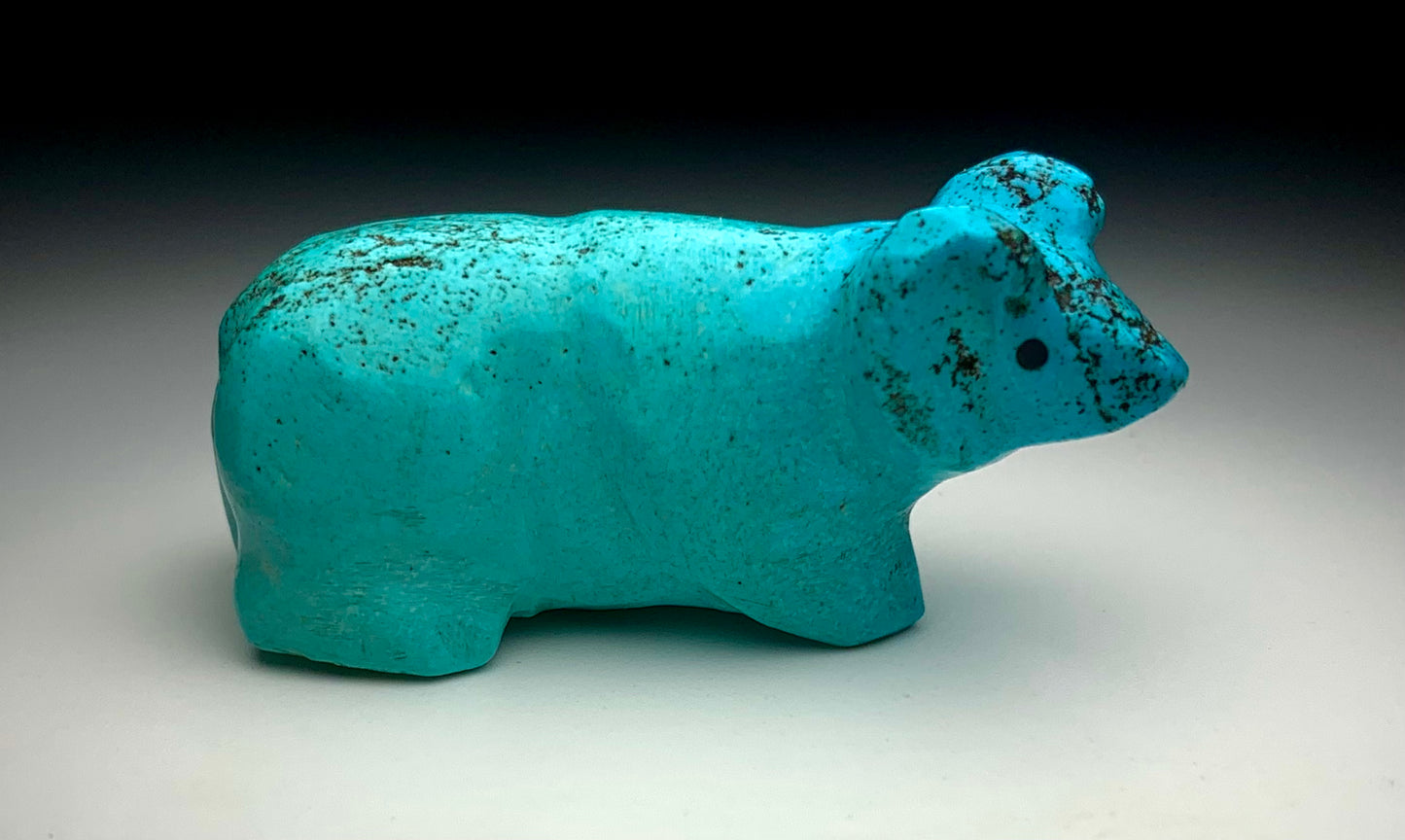 Mid Century Native Zuni Carved Turquoise Ram Fetish By David Tsikewa (d.)