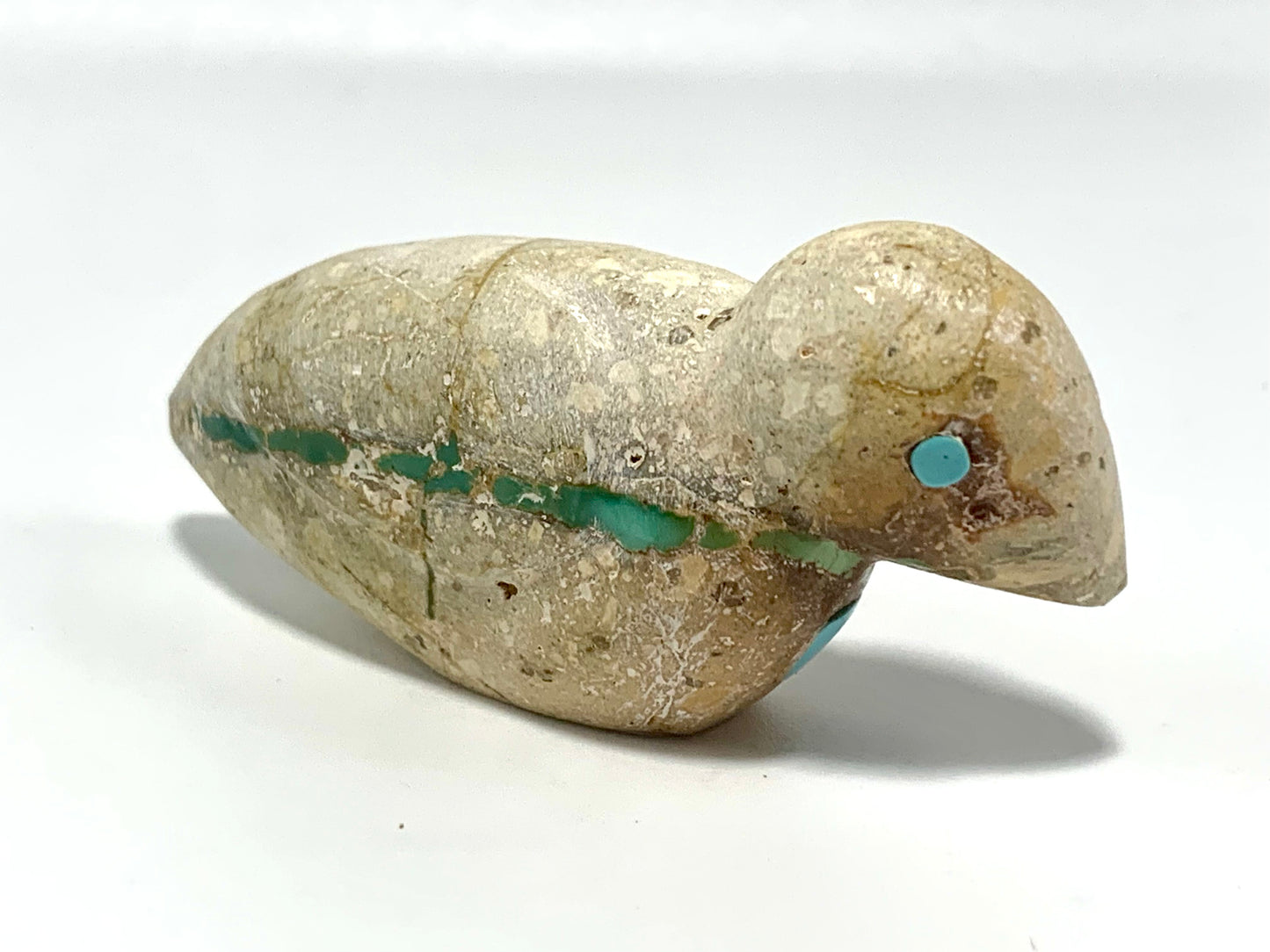 1990s Native Zuni Carved Stone Bird Inlay Fetish By Lorandina Sheche