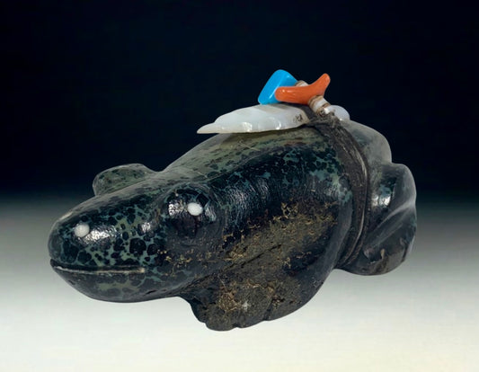 Native Zuni Carved Stone Frog Fetish By Anderson Weahkee (d.)