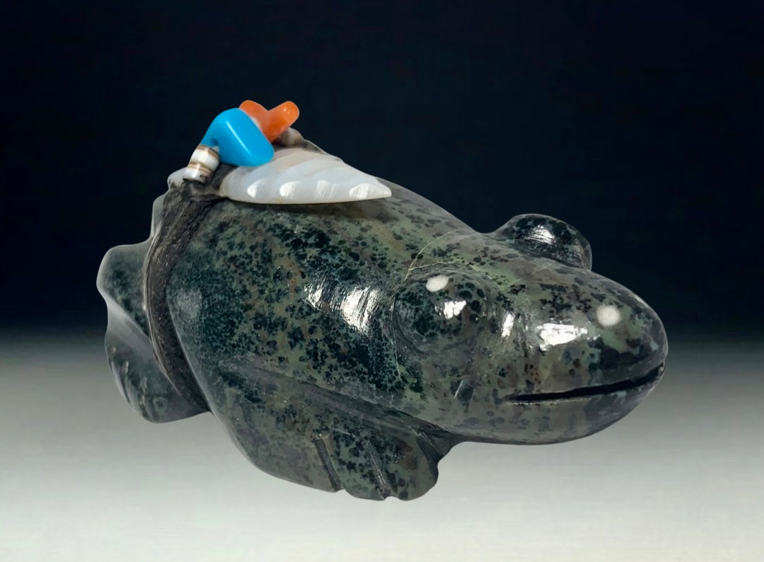 Native Zuni Carved Stone Frog Fetish By Anderson Weahkee (d.)