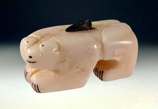 Native Zuni Carved Alabaster Bear Fetish By Rickson Kalastewa