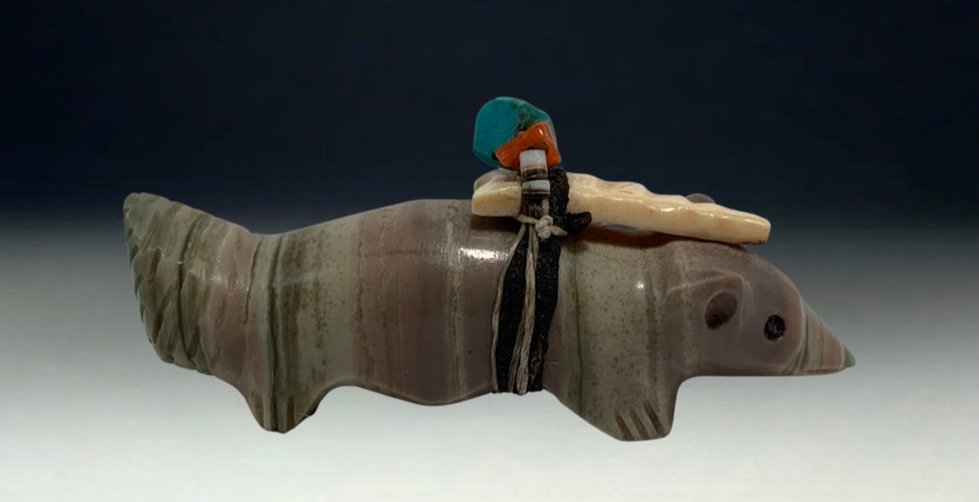 1970s Native Zuni Carver Stone Fox Fetish By Edna Leki (d.)