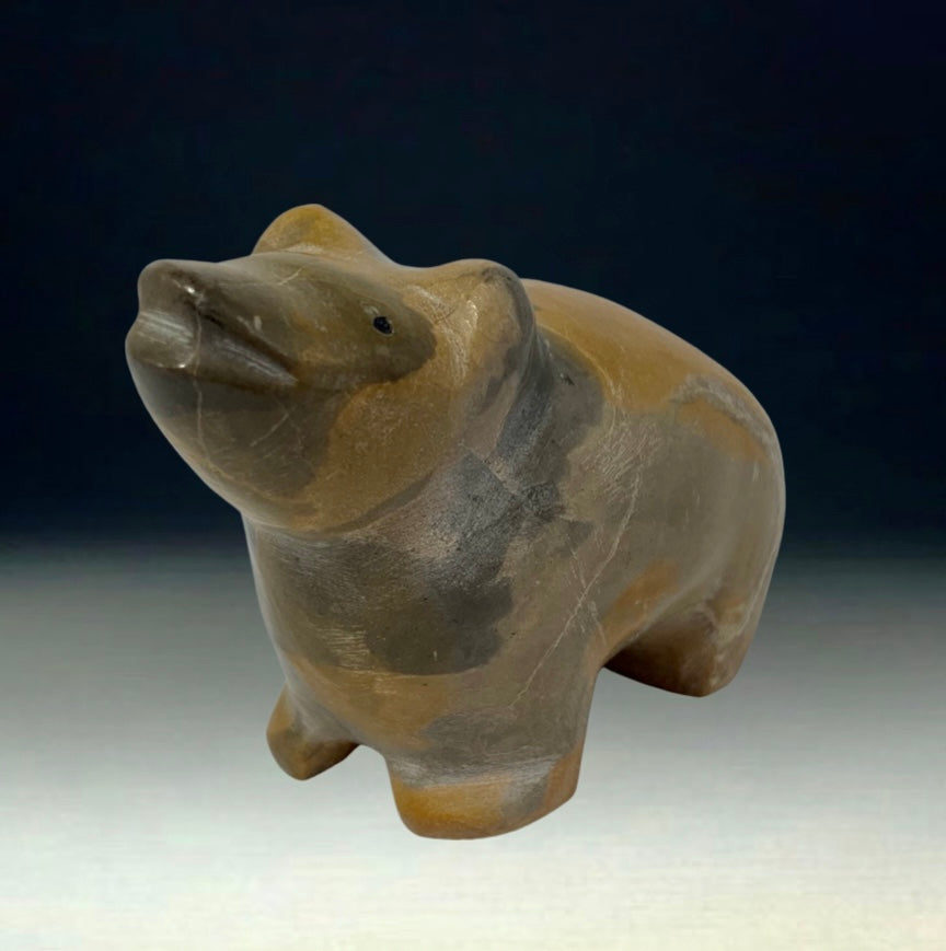 1970s Native Zuni Carved Travertine Bear Fetish By Alice Homer (d.)