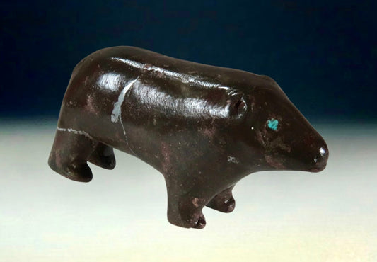 Mid Century Native Zuni Carved Stone Bear Fetish By Leo Poblano (d.)