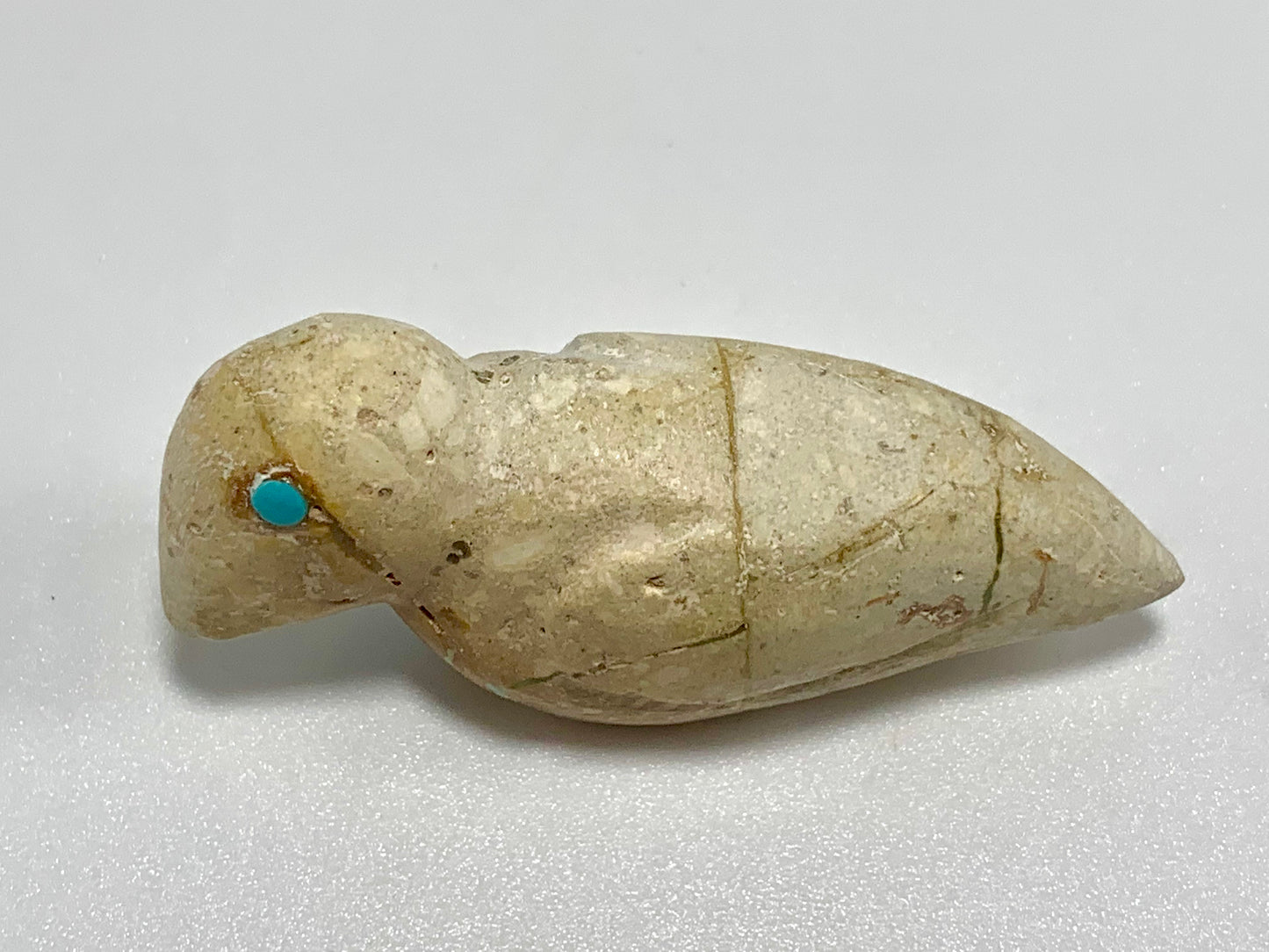 1990s Native Zuni Carved Stone Bird Inlay Fetish By Lorandina Sheche