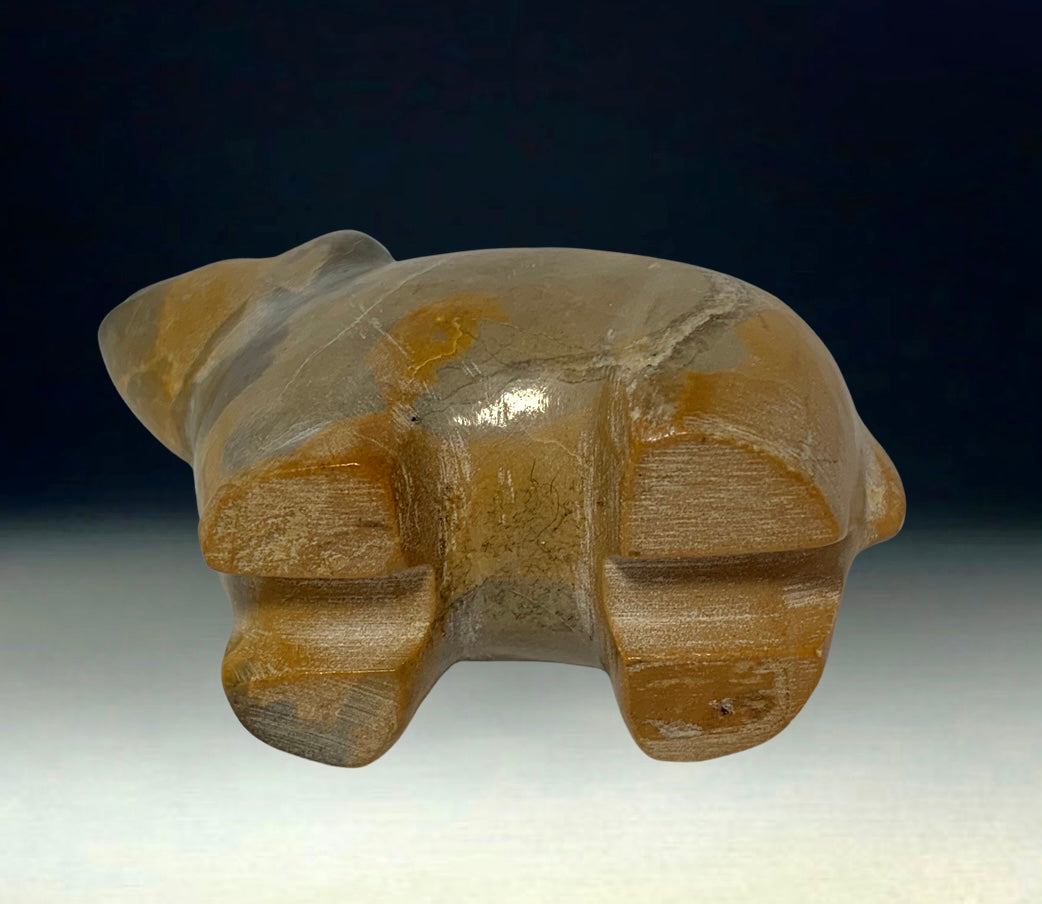 1970s Native Zuni Carved Travertine Bear Fetish By Alice Homer (d.)