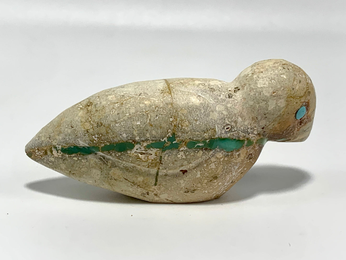 1990s Native Zuni Carved Stone Bird Inlay Fetish By Lorandina Sheche